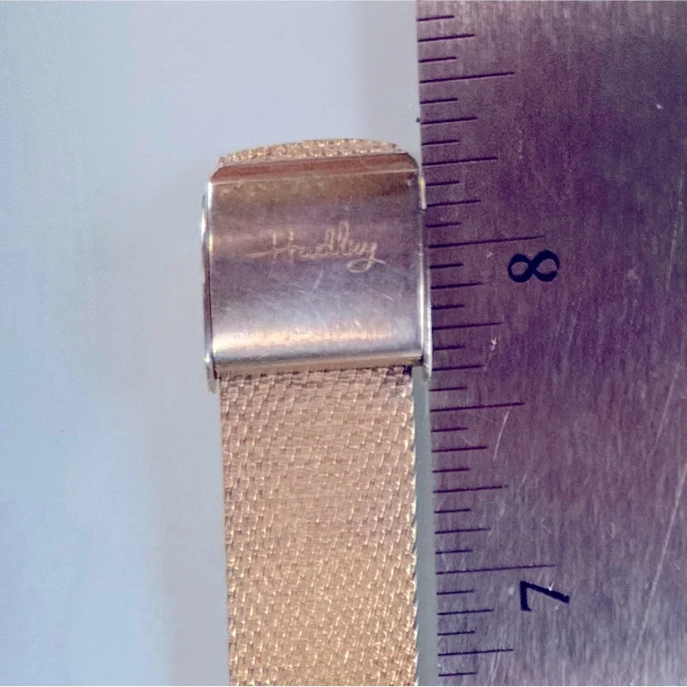 Vintage‎ Jules Jurgensen Tank Watch Gold Tone Mesh Band diamond accent